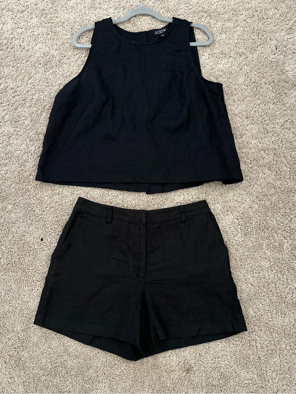 Black linen summer tank/shorts set